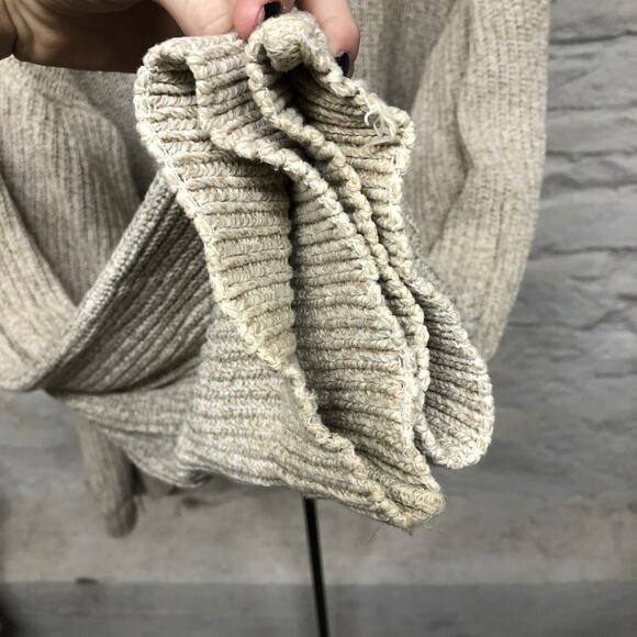 Eddie Bauer Sweater Boxy Oversized Henley Chunky Knit Oatmeal LT Made in USA Vtg - Picture 5 of 5